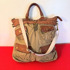 Rare Ralph Lauren Vintage Messenger tote bag Monmouthshire Nylon Leather Trim